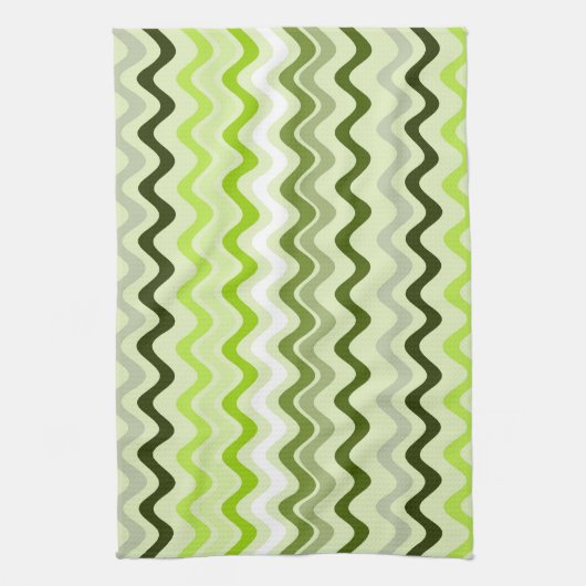 Wavy Groovy Stripes Light Green Geschirrtuch (Vertikal)