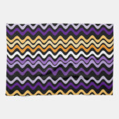 Wavy Groovy Stripes Lila und Orange Geschirrtuch (Horizontal)