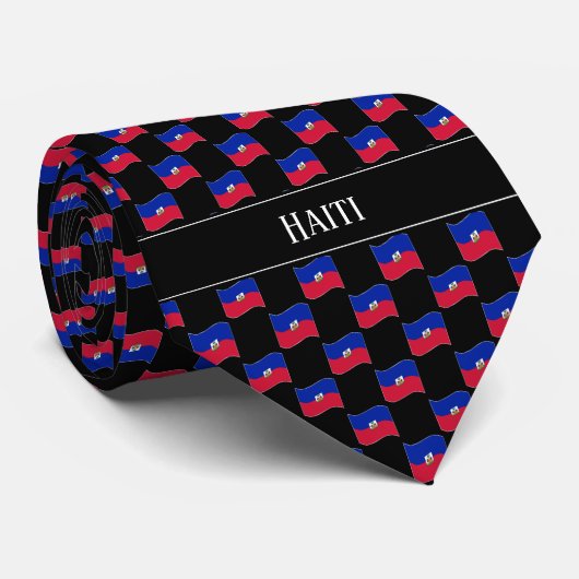 Wavy Haiti Flag Pattern Krawatte (Gerollt)
