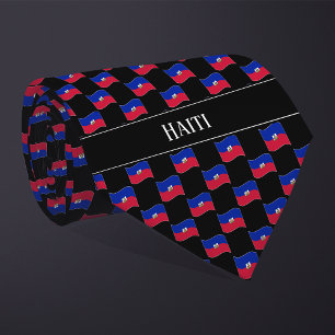 Wavy Haiti Flag Pattern Krawatte