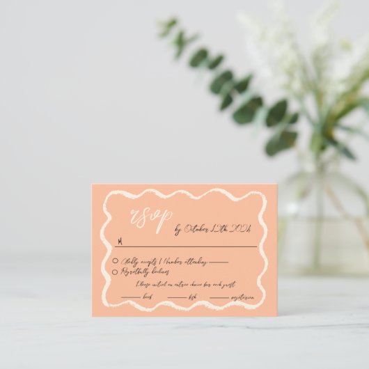 Wavy Hand Drawn Scribble Squiggle UAWG Wedding Begleitkarte (Stehend Vorderseite)