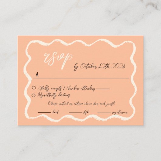 Wavy Hand Drawn Scribble Squiggle UAWG Wedding Begleitkarte (Vorderseite)