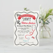 Wavy Hand gezeichneter medizinischer Abschluss Einladung (Stehend Vorderseite)