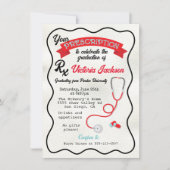 Wavy Hand gezeichneter medizinischer Abschluss Einladung (Vorderseite)