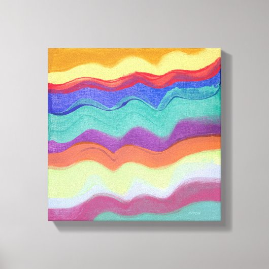 Wavy Horizontal Stripes, Abstrakte Malerei Leinwanddruck (Vorderseite)