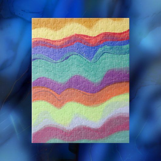 Wavy Horizontal Stripes, Abstrakte Malerei Puzzle