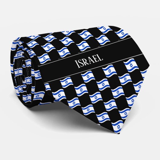 Wavy Israel Flag Pattern Krawatte (Gerollt)