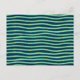 Wavy Japanisches Holzschnitt Textil Postkarte