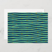 Wavy Japanisches Holzschnitt Textil Postkarte (Vorne/Hinten)