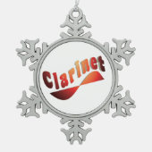 Wavy Klarinette Schneeflocken Zinn-Ornament (Vorderseite)