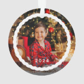 Wavy Kontur, einfach zwei Foto Weihnachten Ornament (Rückseite)