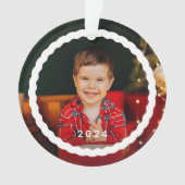Wavy Kontur, einfach zwei Foto Weihnachten Ornament (Vorderseite)