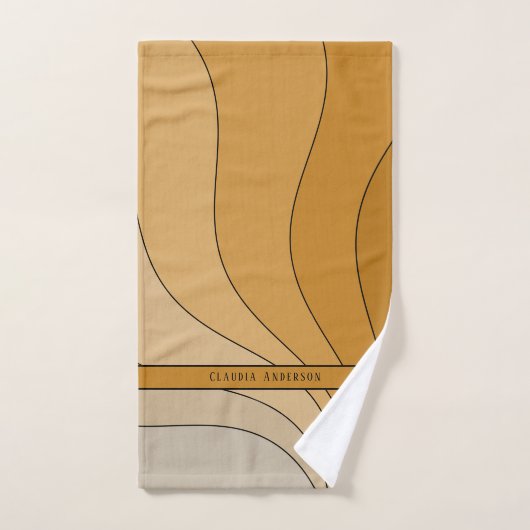 Wavy Kurven Retro Beige Name Handtuch (Handtuch)