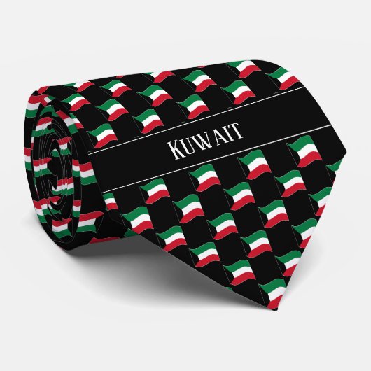 Wavy Kuwait Flag Pattern Krawatte (Gerollt)