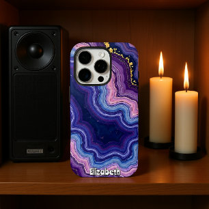 Wavy Lila Agate mit Gold Flecks iPhone 16 Pro Hülle