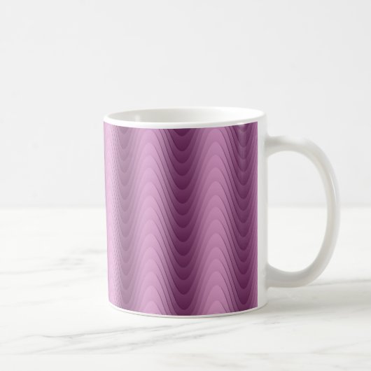 Wavy Lila Stripes Modernes Design Kaffeetasse (Rechts)