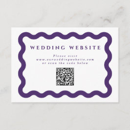 Wavy Lila Wedding Website QR Code Begleitkarte