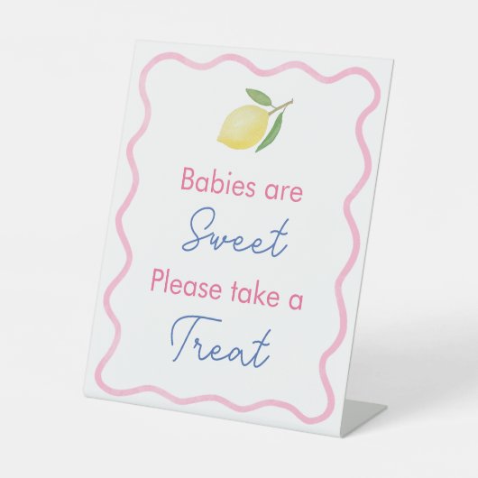 Wavy Line Babys sind süße Baby Dusche Gefallen Sockelschild (Vorderseite)