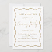 Wavy Line Border Gold Script Wedding Abend Party Einladung (Vorderseite)