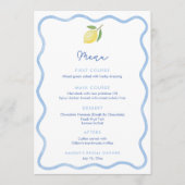 Wavy Line Border Lemon Polterabend Platzkarte Menükarte (Vorderseite)