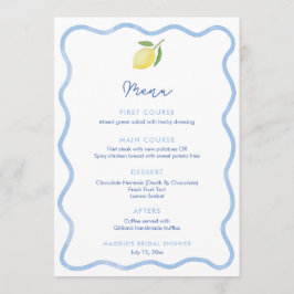 Wavy Line Border Lemon Polterabend Platzkarte Menükarte