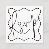 Wavy Line Border Script QR Code Wedding RSVP Begleitkarte (Vorderseite)