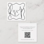 Wavy Line Border Script QR Code Wedding RSVP Begleitkarte (Vorne/Hinten)