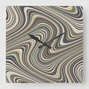 Wavy Line Muster Quadratische Wanduhr