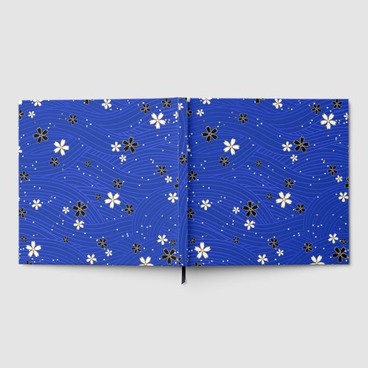  Wavy lines, adorned with black and white flowers Gästebuch (Voll)