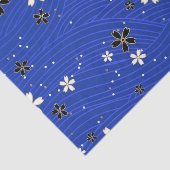  Wavy lines, adorned with black and white flowers Seidenpapier (Ausschnitt)