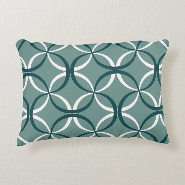 Wavy Lines Green Seamless Muster Dekokissen (Vorderseite)