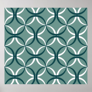 Wavy Lines Green Seamless Muster Poster