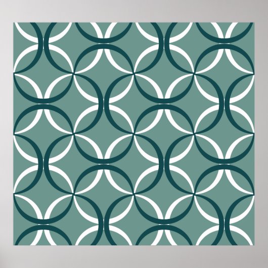 Wavy Lines Green Seamless Muster Poster (Vorne)
