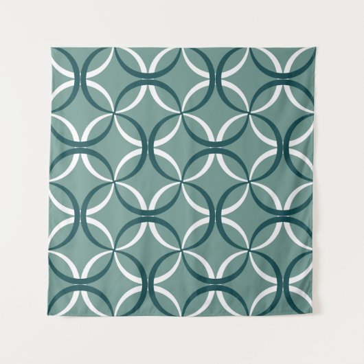 Wavy Lines Green Seamless Muster Wandteppich (Vorderseite)
