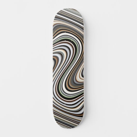 Wavy Lines in Light Brown/Beige/Türkis Blue Skateboard (Vorderseite)