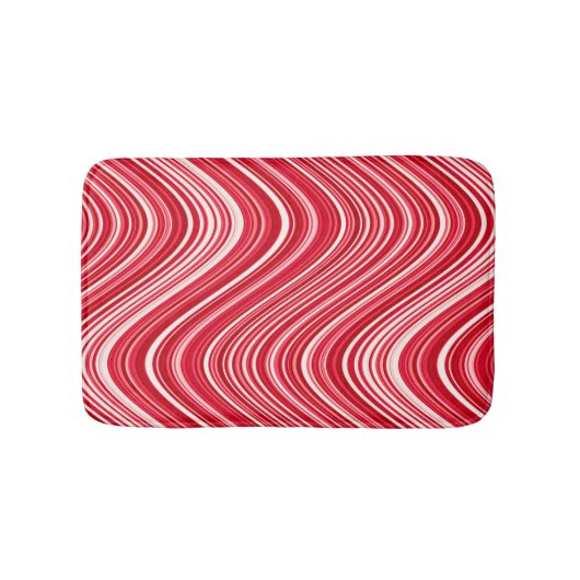 Wavy Lines in Rot und Weiß Badematte (Vorderseite)