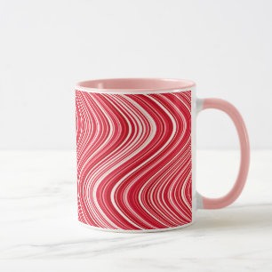 Wavy Lines in Rot und Weiß Tasse