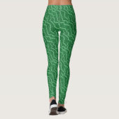 Wavy Lines Light Green auf dunkelgrüner, heller Sl Leggings (Rückseite)