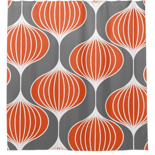Wavy Linien: geometrisches Vintages Muster. Duschvorhang (Vorderseite)