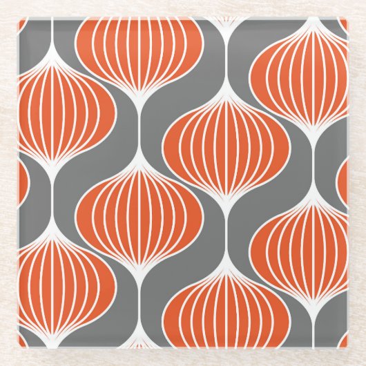 Wavy Linien: geometrisches Vintages Muster. Glasuntersetzer (Vorderseite)