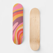 Wavy Loops Groovy Retro Abstraktes Muster Skateboard (Vorderseite)