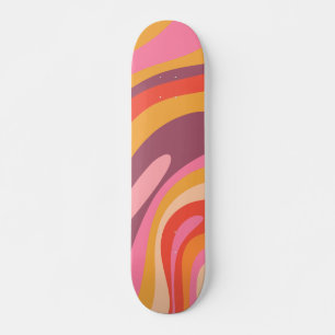 Wavy Loops Groovy Retro Abstraktes Muster Skateboard