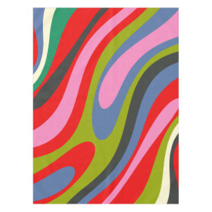 Wavy Loops Multicolor Retro Abstrakt Maximalist Tischdecke