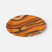 Wavy Loops Retro Abstrakt 1970er Jahre Braun und O Pappteller (Schrägansicht)