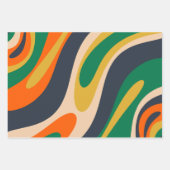 Wavy Loops Retro Abstrakte mehrfarbige Muster Geschenkpapier Set (Vorderseite 2)