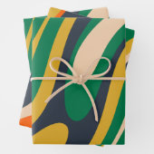 Wavy Loops Retro Abstrakte mehrfarbige Muster Geschenkpapier Set (Beispiel)