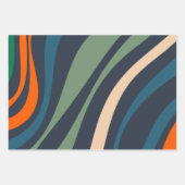 Wavy Loops Retro Abstrakte Muster Geschenkpapier Set (Vorderseite 3)