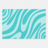 Wavy Loops Retro Abstraktes Muster in Aqua Aquamar Geschenkpapier Set (Vorderseite)