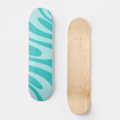 Wavy Loops Retro Abstraktes Muster in Aqua Aquamar Skateboard (Vorderseite)