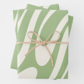 Wavy Loops Retro-Abstraktes Muster in Light Sage Geschenkpapier Set (Beispiel)